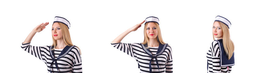 Airhostess isolated on the white background