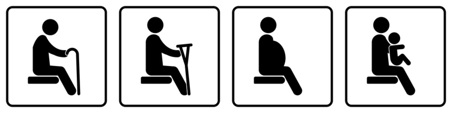 travel: ntps5 NewTransportPassengerSign ntps - german - &Auml;ltere und behinderte Menschen - Schwangere Frau - english - priority seats - disabled people, passengers with children, pregnant women - g7127