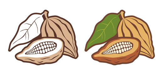 Icons set cocoa beans