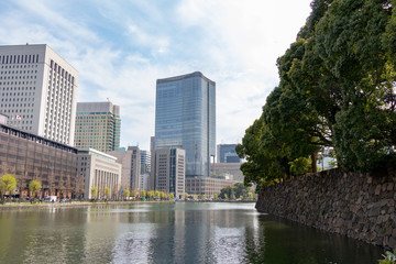 Fototapeta na wymiar Landscape of office town in Tokyo, Japan