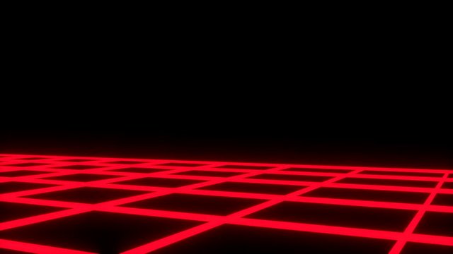 Red Neon Holographic Grid Floor Moving In Different Directions Loopable Motion Graphic Element