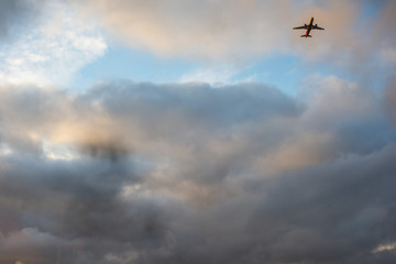 plane in the sky on takeoff