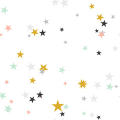 Seamless abstract background with stars. Infinity messy geometric pattern. Vector illustration.    