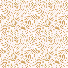 Abstract hand drawn doodle thin line wavy seamless pattern. Curly linear messy background. Vector illustration. 