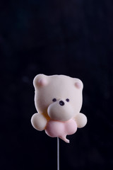 Delicious, appetizing, pikatny dessert. Marshmallows in the form of bears with a heart. Heart bears.