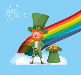 lemprechaun with rainbow saint patricks day font