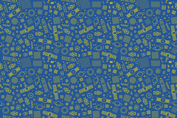 Seamless pattern with cute space. Vector illustration.