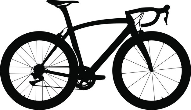 Road bike with deep-section wheels silhouette. Vector illustration.