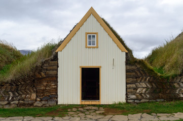 Fototapeta na wymiar A turf house in Glaumbær, Iceland