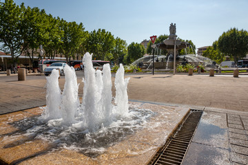 Water fountain sculpture opposite the main roundabout fountains in Aix-en-Provence, France