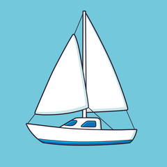 White sailboat or sailing yacht