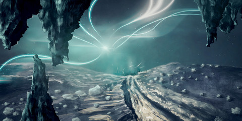 Digital painting of a fantasy environment