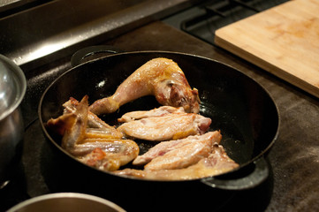 Pan-fried guinea fowl 