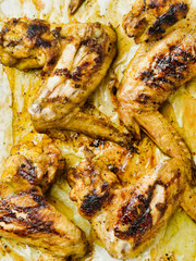 tray of rustic baked chicken wing