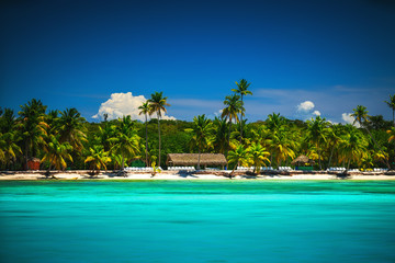 Tropical beach in Punta Cana, Dominican Republic. Tropical island seascape.