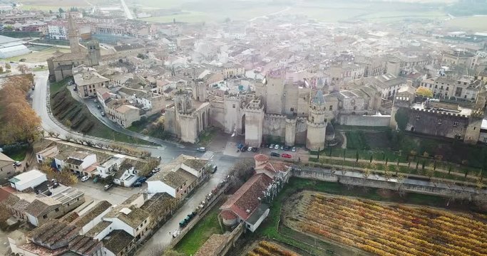 Towers of castle Palacio Real de Olite. Spain