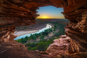 sunrise at natures window in kalbarri national park, western australia 1