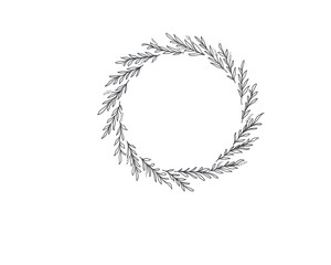 Obraz premium Simple Leaf Wreath Line Drawing 