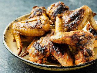 plate of barbecue chicken wing