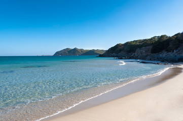 Transparent water in Cala Monte Turn Sardinia beach