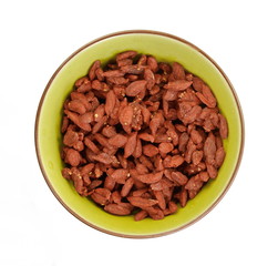 heap of goji berries isolated on white background.