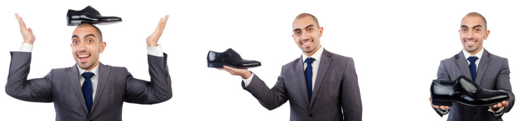 Man with shoes isolated on white 