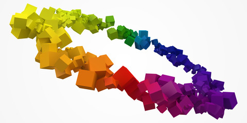 colorful cubes ring with free are on center. 3d style vector illustration.