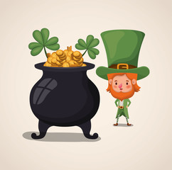 lemprechaun character with treasure cauldron saint patricks day