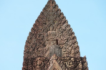 Siem Reap,Cambodia-January 9, 2019: Reliefs in Banteay Srei in Siem Reap, Cambodia