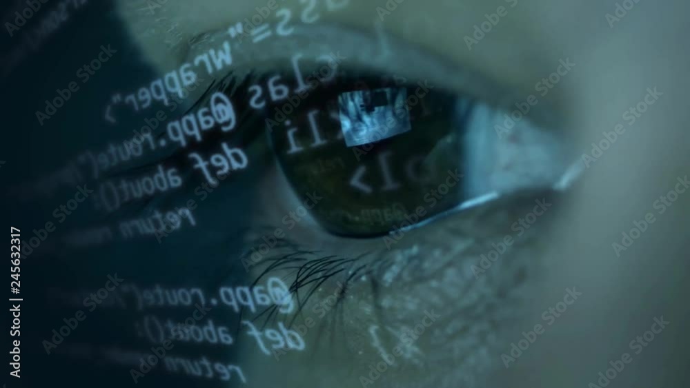 Wall mural man learning python code with futuristic hologram