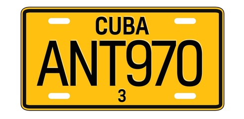 Cuba car plate design