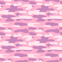Pink camouflage seamless pattern. Abstract vector background.