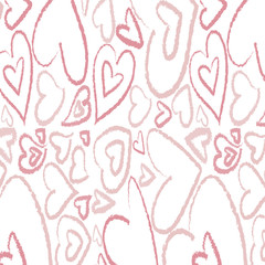 Handdraw vector seamless heart pattern