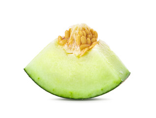 slice cantaloupe melon isolated on white background