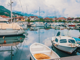 Montenegro. Seaport with yachts and boats in Kotor