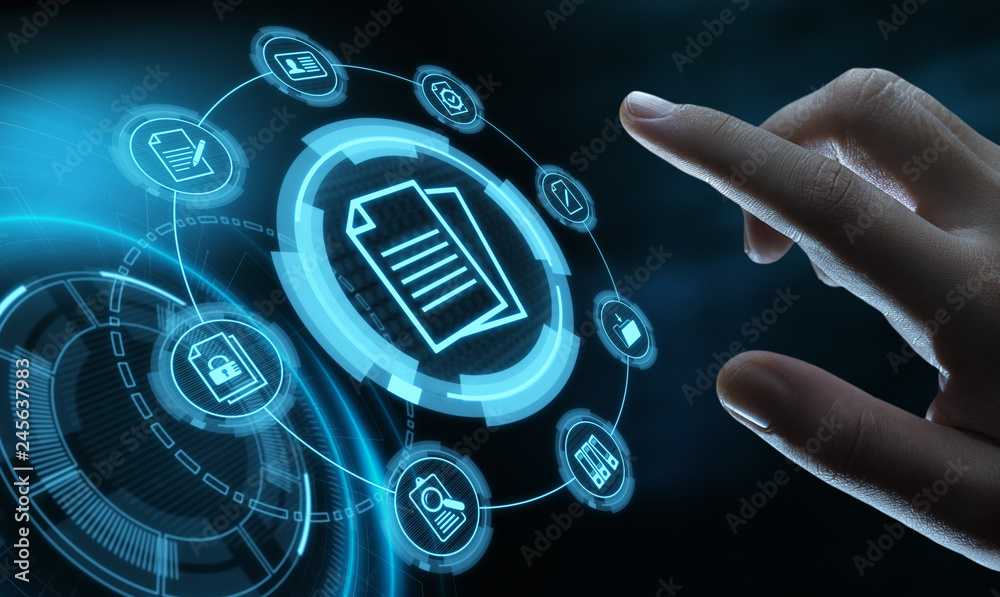 Wall mural document management data system business internet technology concept