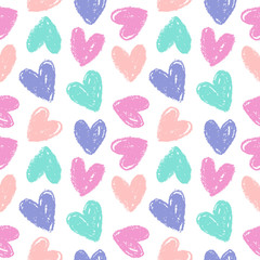Seamless pattern with hand drawn hearts. Valentine's day background.