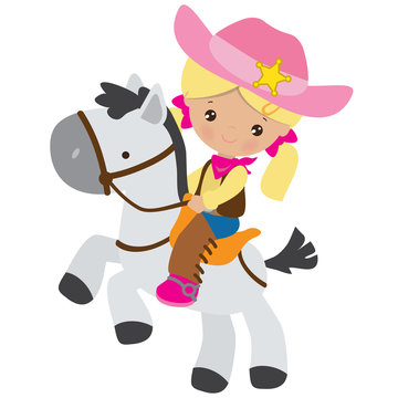 Cowgirl vector cartoon illustration