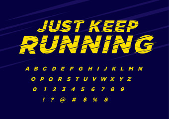 Stylized speed line vector alphabet