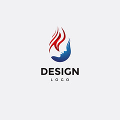 Vector logo design, female icon and fire