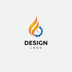 Vector logo design, fire icon,and gear