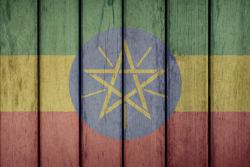 Ethiopia Politics News Concept: Ethiopian Flag Wooden Fence