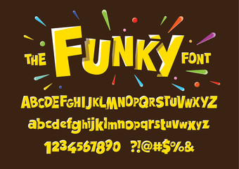 Colorful stylized font and alphabet