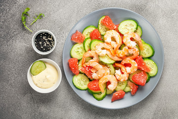 Fresh salad with seafood