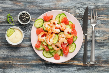 Fresh salad with seafood