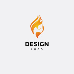 Vector logo design colorful, fire icon and woman