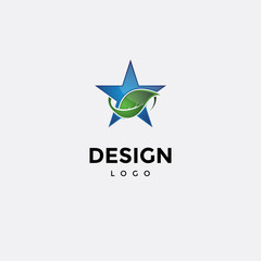 Fototapeta premium Vector logo design colorful, star icon and leaf