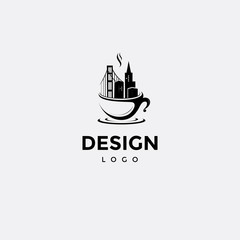 Obraz premium Vector logo design, a cup of coffee icon, in town