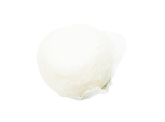 Closeup of white steamed stuff bun on white background
