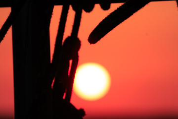 Sunset orange and red colors landscape, sea and sun with deep sky abstract background..Red Sea,...
